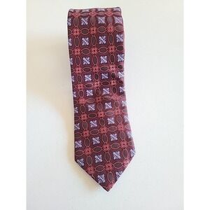 Hart Schaffner Marx Neck Tie Burgundy Bronze Lavender‎ Jacquard Silk Made in USA